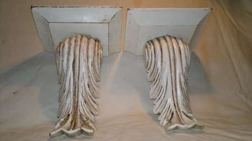 1940 Rare Vintage Set.Scalped shape Large Wall Scones,Size 260mm L x 200mm W In good used condition.