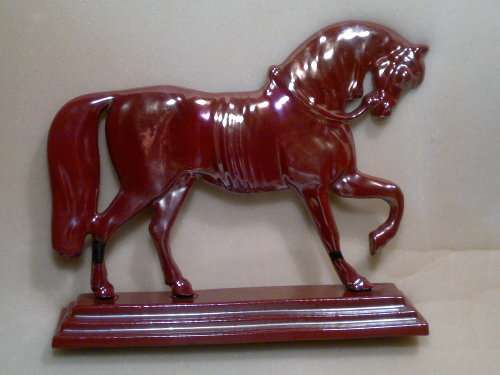 A Beautiful  Old Vintage Enamel over Cast Iron door/Book stop with Horse motif. Sold as Used