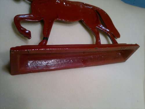 A Beautiful  Old Vintage Enamel over Cast Iron door/Book stop with Horse motif. Sold as Used