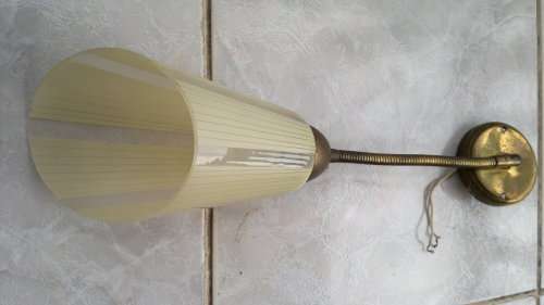 WoW A Vintage Art Deco Wall Scone Adjustable stem off white fluted striped Glass Shade an ideal Gift