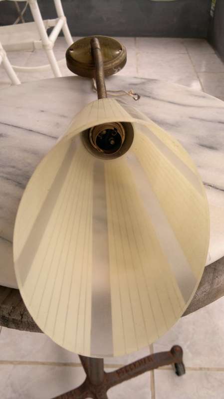 WoW A Vintage Art Deco Wall Scone Adjustable stem off white fluted striped Glass Shade an ideal Gift