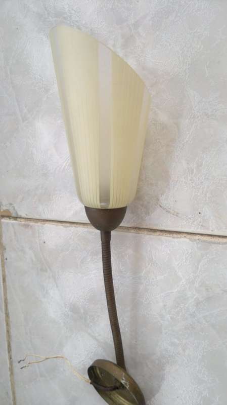 WoW A Vintage Art Deco Wall Scone Adjustable stem off white fluted striped Glass Shade an ideal Gift