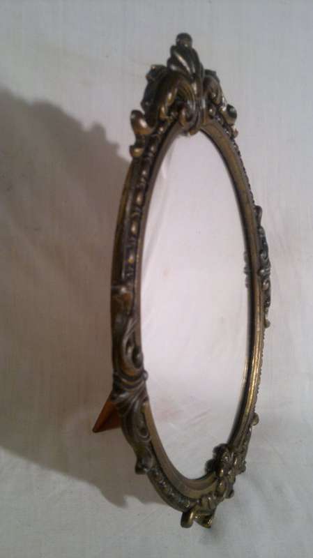 Vintage 1950's Made in Italy Brass framed dressing table mirror with patrons and rear stay stamped.