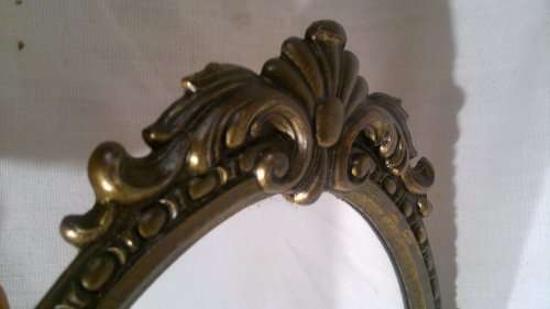Vintage 1950's Made in Italy Brass framed dressing table mirror with patrons and rear stay stamped.