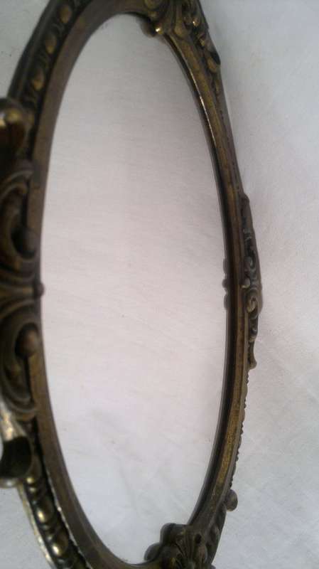 Vintage 1950's Made in Italy Brass framed dressing table mirror with patrons and rear stay stamped.