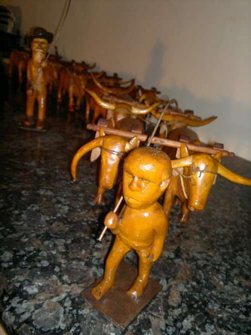1940's KAKEBEEN  Ossewa "Ox wagon & 12 Afrikaners Oxen + Boer + handler" Hand Carved Detailed