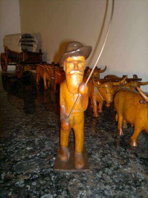 1940's KAKEBEEN  Ossewa "Ox wagon & 12 Afrikaners Oxen + Boer + handler" Hand Carved Detailed