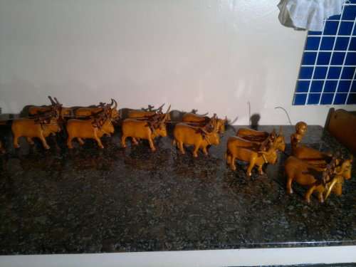 1940's KAKEBEEN  Ossewa "Ox wagon & 12 Afrikaners Oxen + Boer + handler" Hand Carved Detailed