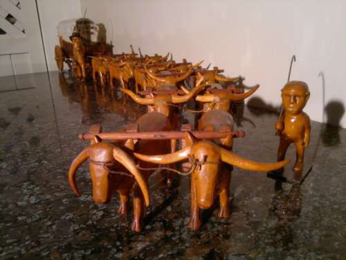 1940's KAKEBEEN  Ossewa "Ox wagon & 12 Afrikaners Oxen + Boer + handler" Hand Carved Detailed