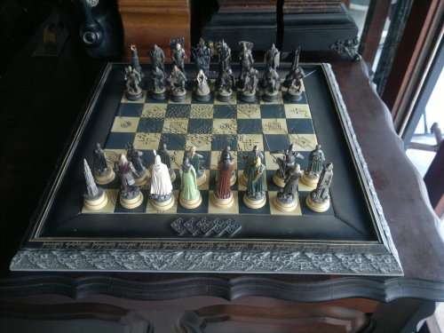Lord of the Rings. Lord of the Rings. Chess Set complete with four extra Chess pieces. Sold as used.