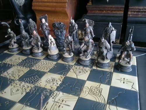 Lord of the Rings. Lord of the Rings. Chess Set complete with four extra Chess pieces. Sold as used.