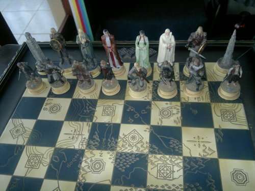 Lord of the Rings. Lord of the Rings. Chess Set complete with four extra Chess pieces. Sold as used.