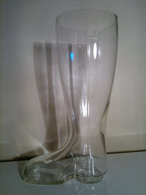 2 x Man Cave collectible's.A West German ceramic Grez boot Stein, 2 Liter Foot long boot Beer glass.