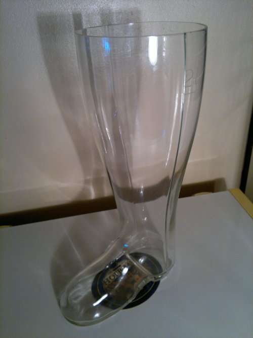 2 x Man Cave collectible's.A West German ceramic Grez boot Stein, 2 Liter Foot long boot Beer glass.