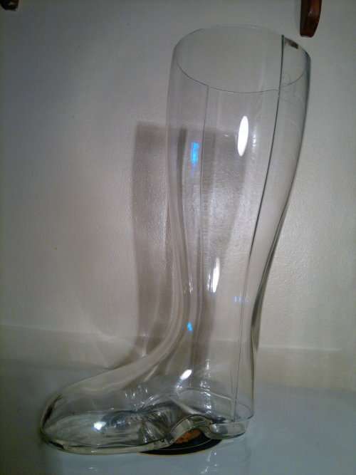 2 x Man Cave collectible's.A West German ceramic Grez boot Stein, 2 Liter Foot long boot Beer glass.