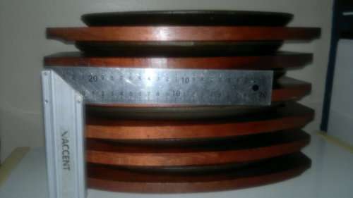 Vintage. 6 Cast Iron on wooden bases Stake Plates. Ideal for the family braai. Sold as used s/hand.
