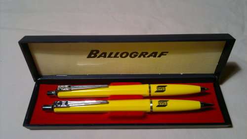 Collectible + - 1960's"Ballograf" Yellow Set.Both writing the ball pen & pencil set in original box.