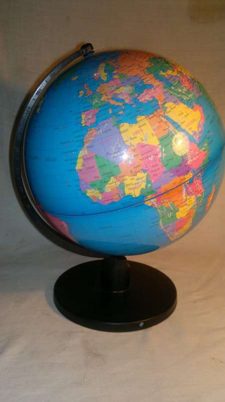 A Modern Globe with hard shell and very detailed. In excellent condition. Sold as used second hand