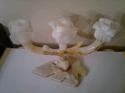 Rare and Scarce and Awesome this 3 Candle Onyx stone Candelabra. In good condion.