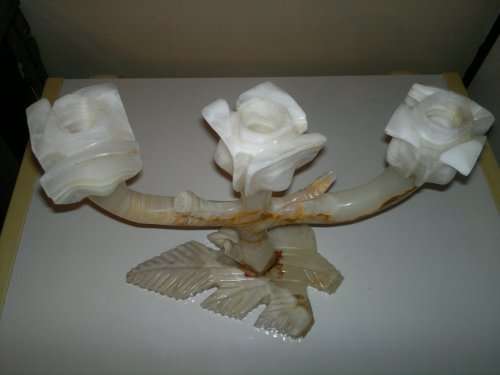 Rare and Scarce and Awesome this 3 Candle Onyx stone Candelabra. In good condion.