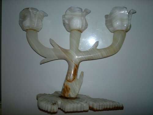 Rare and Scarce and Awesome this 3 Candle Onyx stone Candelabra. In good condion.