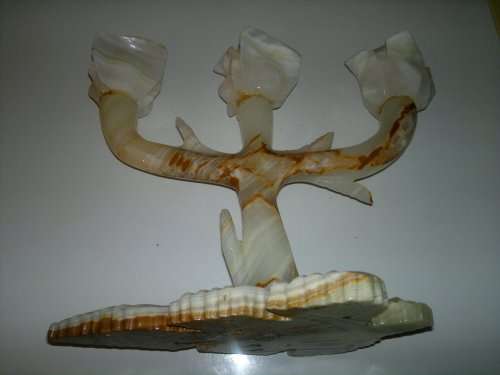 Rare and Scarce and Awesome this 3 Candle Onyx stone Candelabra. In good condion.