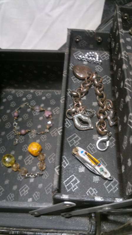 Two old vintage Jewelry Box`s with odd jewelry pieces.In fair to good condition, Sold as used s/hand