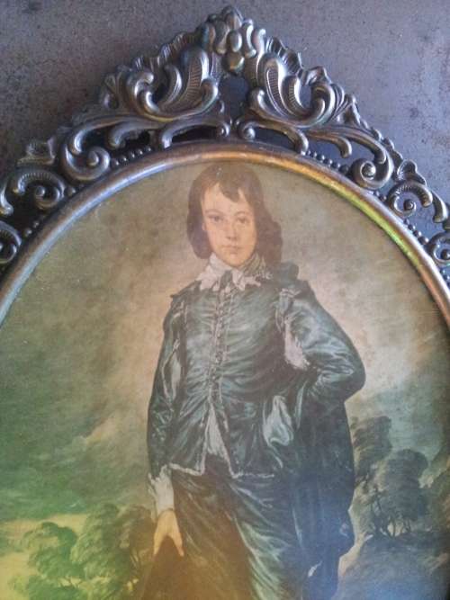 A Vintage "Little Boy Blue" picture (Mumsey's Ramblings) under glass, made in Italy Bronze frame