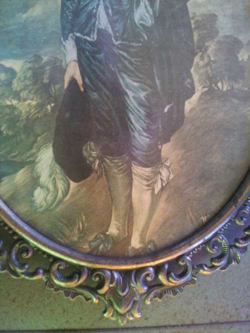 A Vintage "Little Boy Blue" picture (Mumsey's Ramblings) under glass, made in Italy Bronze frame