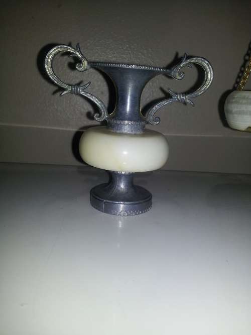 Rare Vintage for the Lawyer`s Desk ` Balance Scales of Justice ` Onyx and Brass. Size:160mm Tall.