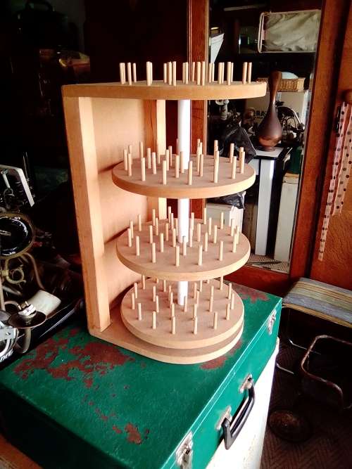 An unique and unusual Cotton reel holder 4 tier  124 Reels Size. 465mm Tall x 280mm Deep x 275mm W
