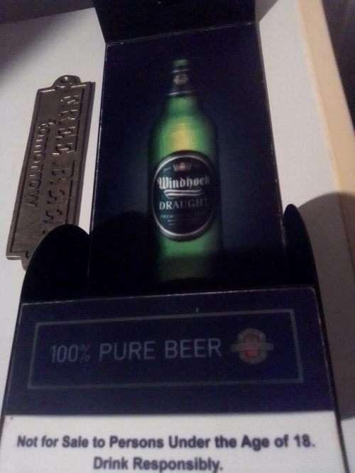 WoW Bar collectibles.Unusual Bottel opener wall mount `Windhoek` Draught Plus `Free Beer Tomorrow`