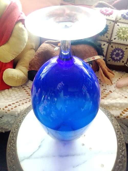 Wow a very Large Heavy Cobalt Blue balloon shape 34cm Tall. Thick glass Vase ideal to display.