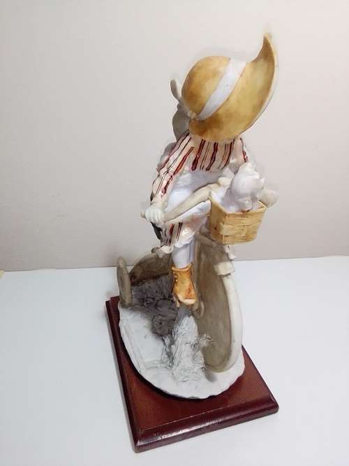 WoW. A Vintage F.E.J. Collector`s Edition Porcelain. A Girl with small Boy, Cat on a Tricycle.
