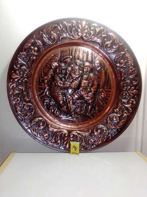 Very! very! Large ornately Embossed Copper Jan Van Rebeck in a Tavern Scene. hand Chased/hammered.