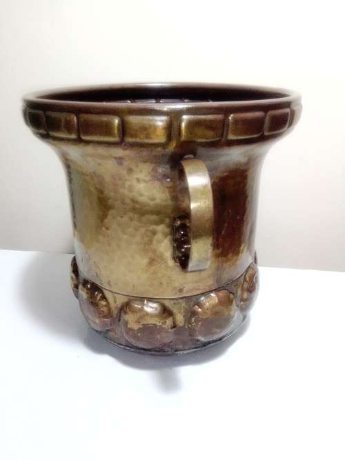 Antique Estate Auction. Large Hand beaten solid Brass two handled Turkish Victorian Urn.