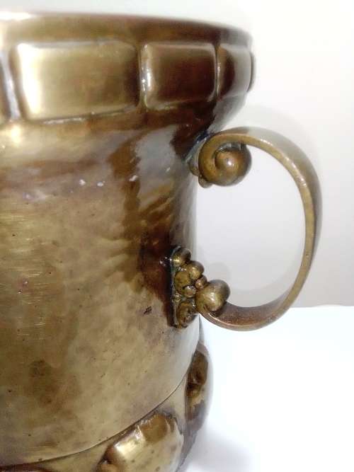 Antique Estate Auction. Large Hand beaten solid Brass two handled Turkish Victorian Urn.
