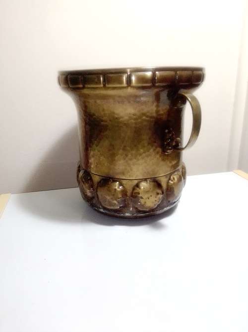 Antique Estate Auction. Large Hand beaten solid Brass two handled Turkish Victorian Urn.