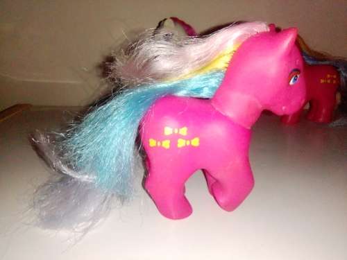3 x My Little Ponys 2 Dark Pink and a White Butterfly pony`s Stamped `Simba-Toys.