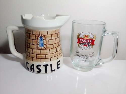 Wow Mancave, Castle branded red metal case with playing Cards in ashtray + Multi-Tool Kit + Jug's.