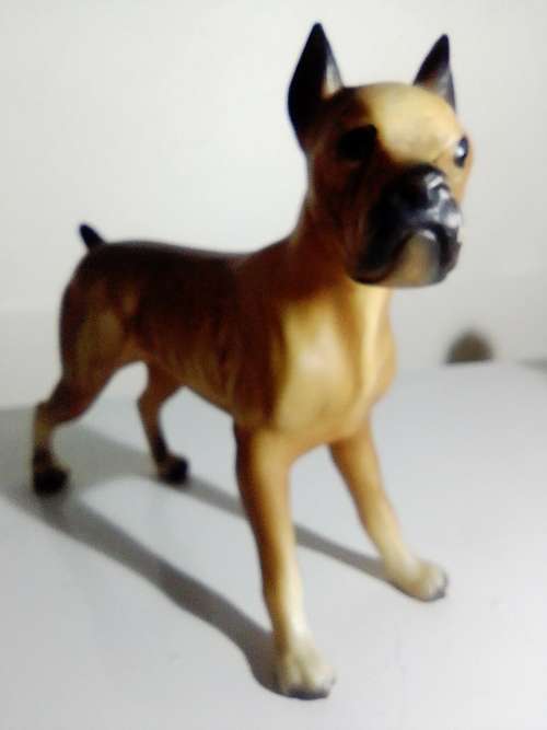 2 are in the style of HUMEL Village Boy + Girl sitting on fence plus a clean `Bull Mastiff` Dog.