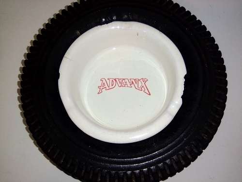 2 Tyre Ashtrays. A 1940`s Goodyear Aircraft Ashtray + a Rhodesia 1960`s Firestone Advanx ashtray.