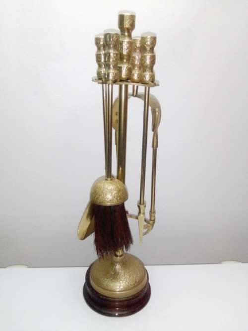 Ideal for that Rustick Fire place. Ornate & Heavy Solid Brass Fire Irons complete on matching stand.