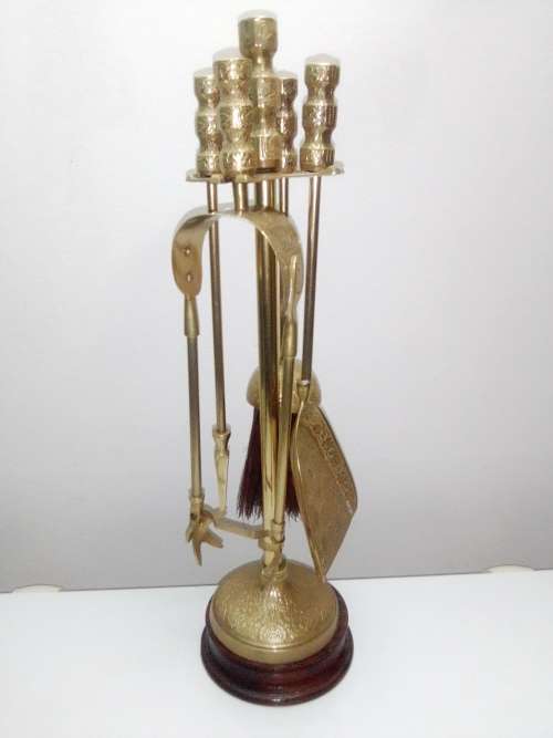 Ideal for that Rustick Fire place. Ornate & Heavy Solid Brass Fire Irons complete on matching stand.