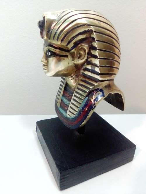 A heavy Brass Bust of an ancient Egyptian Sphinx Soldiers Mummy Lizard Paperweight Statue