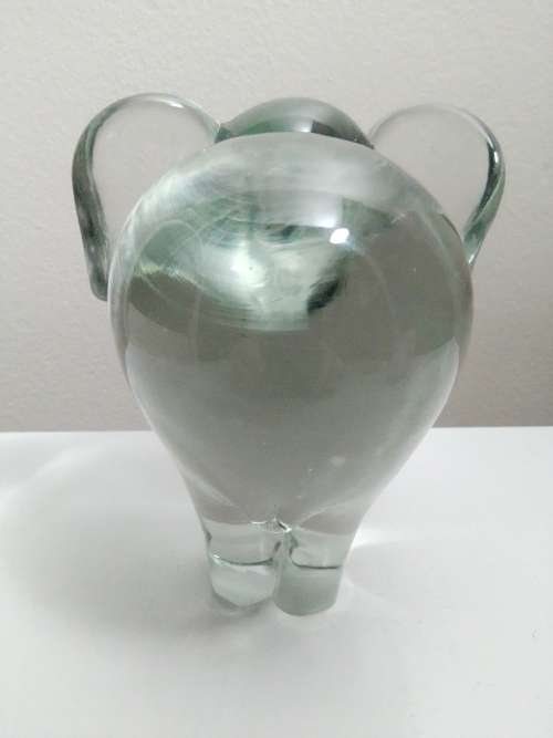A Signed: ` HANDMADE NGWENYA GLASS KINDOM OF SWAZILAND` Large glass Elephant. 115mm Tall.