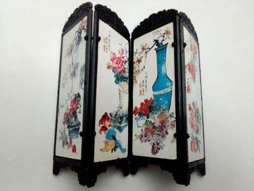 Traditional Korean 3 Mask plaque 3 Dimensional plus a Hand Puppet, 2 miniature Panel screens.