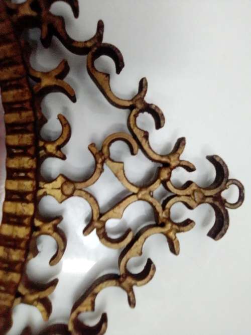 Awesome A 1900`s Wrought iron wall hanging mirror in fair to good used condition.
