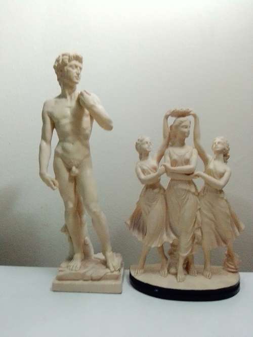 A Santini sculptures of David plus 3 Dancing Damsels from Italy.