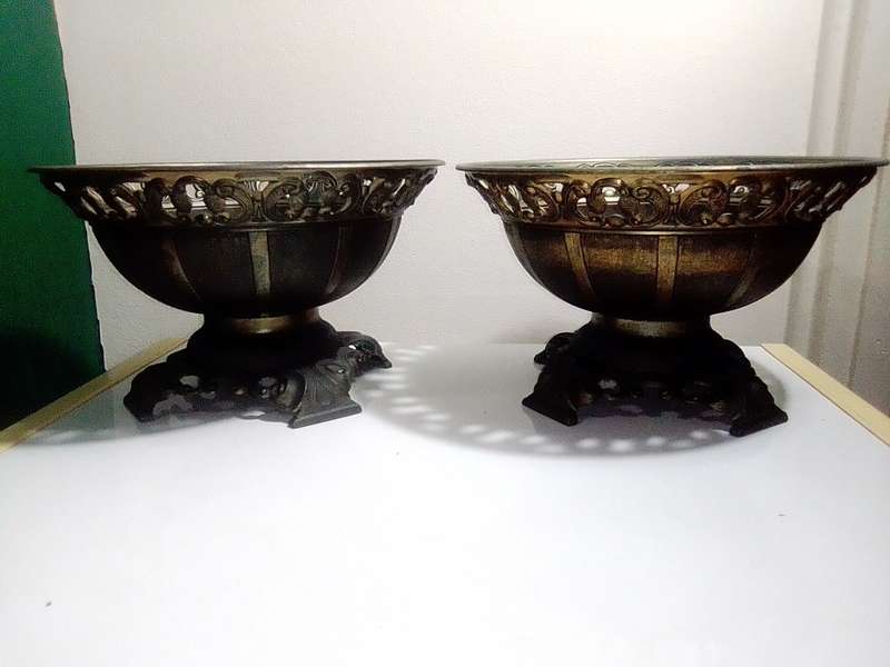 Awesome  2 x Heavy and Ornate Italian Bronz Fruit Bowls/Centerpieces  bid for one at a time.
